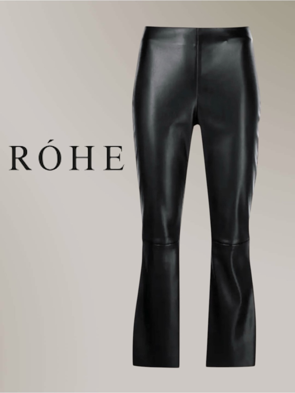 ROHE Faustine Black Vegan Leather Pants Buttery Smooth Size 38 or 6 US Wide Leg